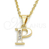 Dije Elegante 05.26.0028 Oro Laminado, Diseño de Iniciales, con Blanca Zirconia Cubica, Pulido, Tono Dorado