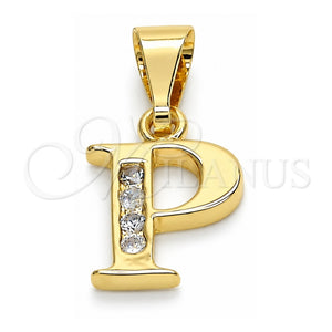 Dije Elegante 05.26.0028 Oro Laminado, Diseño de Iniciales, con Blanca Zirconia Cubica, Pulido, Tono Dorado