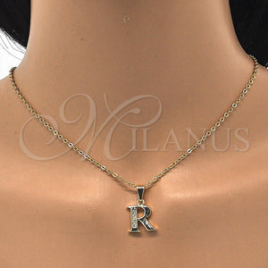 Dije Elegante 05.26.0030 Oro Laminado, Diseño de Iniciales, con Blanca Zirconia Cubica, Pulido, Tono Dorado