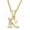 Dije Elegante 05.26.0030 Oro Laminado, Diseño de Iniciales, con Blanca Zirconia Cubica, Pulido, Tono Dorado