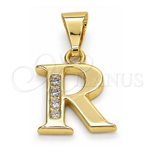 Dije Elegante 05.26.0030 Oro Laminado, Diseño de Iniciales, con Blanca Zirconia Cubica, Pulido, Tono Dorado