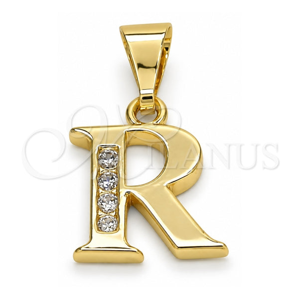 Dije Elegante 05.26.0030 Oro Laminado, Diseño de Iniciales, con Blanca Zirconia Cubica, Pulido, Tono Dorado