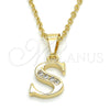 Dije Elegante 05.26.0031 Oro Laminado, Diseño de Iniciales, con Blanca Zirconia Cubica, Pulido, Tono Dorado