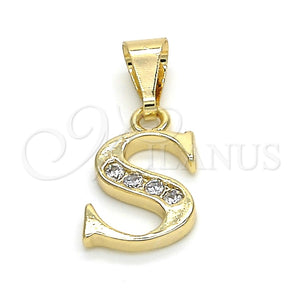 Dije Elegante 05.26.0031 Oro Laminado, Diseño de Iniciales, con Blanca Zirconia Cubica, Pulido, Tono Dorado