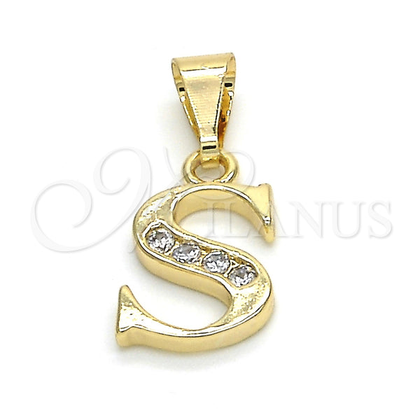 Dije Elegante 05.26.0031 Oro Laminado, Diseño de Iniciales, con Blanca Zirconia Cubica, Pulido, Tono Dorado