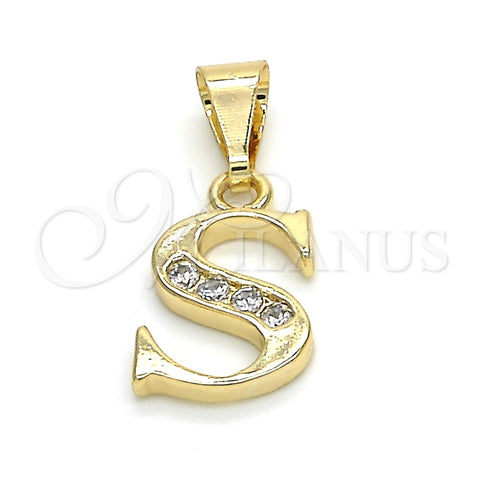 Dije Elegante 05.26.0031 Oro Laminado, Diseño de Iniciales, con Blanca Zirconia Cubica, Pulido, Tono Dorado