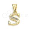Dije Elegante 05.26.0031 Oro Laminado, Diseño de Iniciales, con Blanca Zirconia Cubica, Pulido, Tono Dorado