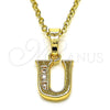 Dije Elegante 05.26.0033 Oro Laminado, Diseño de Iniciales, con Zirconia Cubica Blanca, Pulido, Tono Dorado