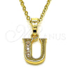 Dije Elegante 05.26.0033 Oro Laminado, Diseño de Iniciales, con Blanca Zirconia Cubica, Pulido, Tono Dorado