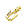 Dije Elegante 05.26.0033 Oro Laminado, Diseño de Iniciales, con Blanca Zirconia Cubica, Pulido, Tono Dorado