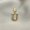 Dije Elegante 05.26.0033 Oro Laminado, Diseño de Iniciales, con Blanca Zirconia Cubica, Pulido, Tono Dorado