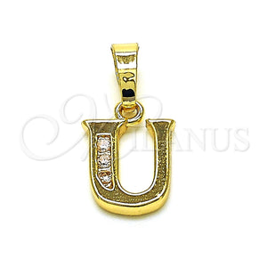 Dije Elegante 05.26.0033 Oro Laminado, Diseño de Iniciales, con Blanca Zirconia Cubica, Pulido, Tono Dorado