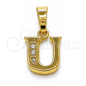 Dije Elegante 05.26.0033 Oro Laminado, Diseño de Iniciales, con Zirconia Cubica Blanca, Pulido, Tono Dorado
