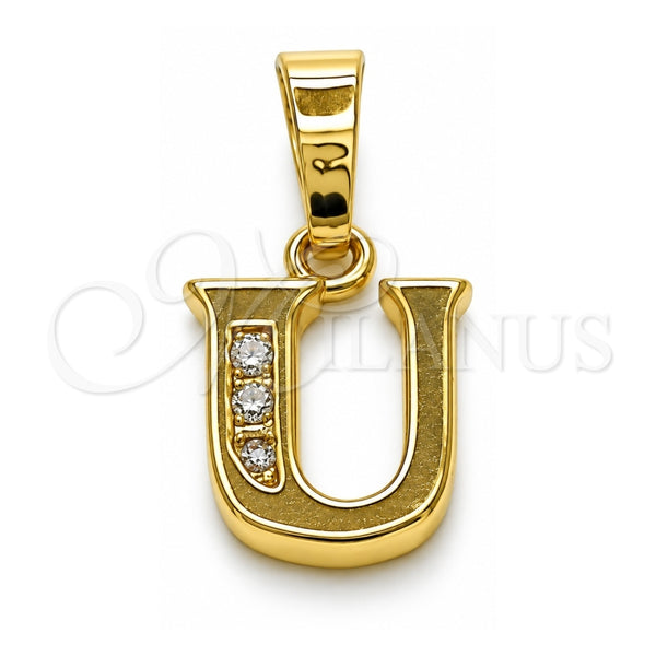 Dije Elegante 05.26.0033 Oro Laminado, Diseño de Iniciales, con Zirconia Cubica Blanca, Pulido, Tono Dorado