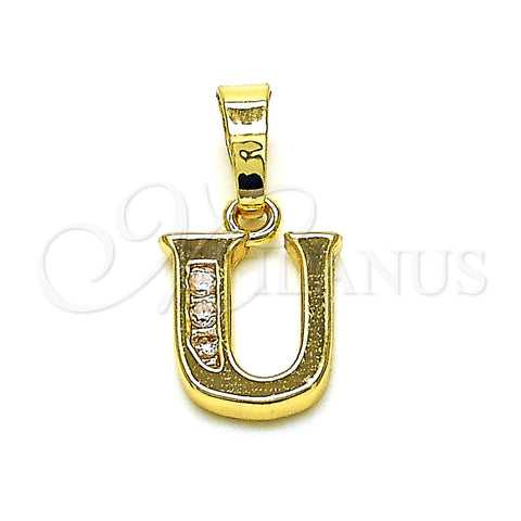 Dije Elegante 05.26.0033 Oro Laminado, Diseño de Iniciales, con Blanca Zirconia Cubica, Pulido, Tono Dorado