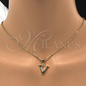 Dije Elegante 05.26.0034 Oro Laminado, Diseño de Iniciales, con Blanca Zirconia Cubica, Pulido, Tono Dorado