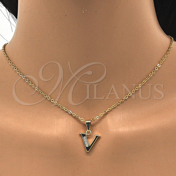 Dije Elegante 05.26.0034 Oro Laminado, Diseño de Iniciales, con Blanca Zirconia Cubica, Pulido, Tono Dorado