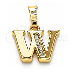 Dije Elegante 05.26.0035 Oro Laminado, Diseño de Iniciales, con Cristal Crystal, Pulido, Tono Dorado