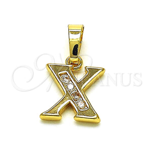 Dije Elegante 05.26.0036 Oro Laminado, Diseño de Iniciales, con Blanca and Blanca Zirconia Cubica, Pulido, Tono Dorado