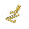 Dije Elegante 05.26.0038 Oro Laminado, Diseño de Iniciales, con Blanca Cristal, Pulido, Tono Dorado