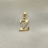 Dije Elegante 05.26.0038 Oro Laminado, Diseño de Iniciales, con Blanca Cristal, Pulido, Tono Dorado