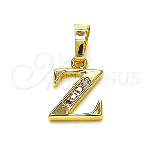 Dije Elegante 05.26.0038 Oro Laminado, Diseño de Iniciales, con Blanca Cristal, Pulido, Tono Dorado