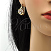 Argolla Pequeña 02.196.0001.15 Oro Laminado, Diseño de Gota, con Blanca Zirconia Cubica, Pulido, Tono Dorado