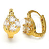 Argolla Pequeña 02.196.0001.15 Oro Laminado, Diseño de Gota, con Blanca Zirconia Cubica, Pulido, Tono Dorado