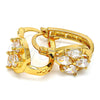 Argolla Pequeña 02.196.0001.15 Oro Laminado, Diseño de Gota, con Blanca Zirconia Cubica, Pulido, Tono Dorado