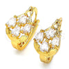 Argolla Pequeña 02.196.0001.15 Oro Laminado, Diseño de Gota, con Blanca Zirconia Cubica, Pulido, Tono Dorado