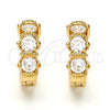 Argolla Huggie 02.156.0138.15 Oro Laminado, con Blanca Zirconia Cubica, Pulido, Tono Dorado