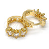 Argolla Huggie 02.156.0138.15 Oro Laminado, con Blanca Zirconia Cubica, Pulido, Tono Dorado
