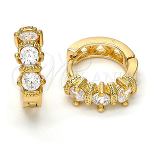 Argolla Huggie 02.156.0138.15 Oro Laminado, con Blanca Zirconia Cubica, Pulido, Tono Dorado