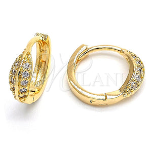 Argolla Huggie 02.156.0137 Oro Laminado, con Blanca Zirconia Cubica, Pulido, Tono Dorado