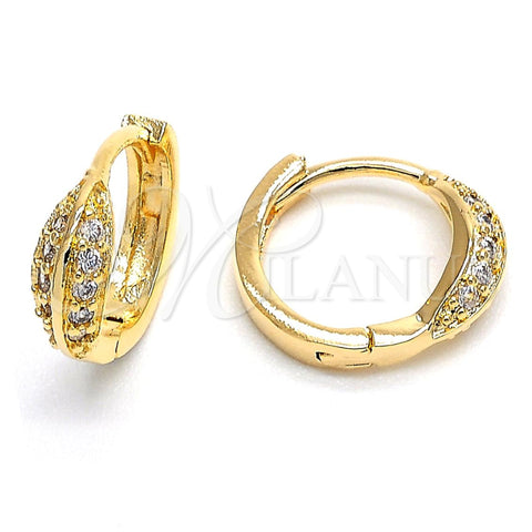 Argolla Huggie 02.156.0137 Oro Laminado, con Blanca Zirconia Cubica, Pulido, Tono Dorado