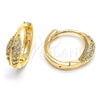 Argolla Huggie 02.156.0137 Oro Laminado, con Blanca Zirconia Cubica, Pulido, Tono Dorado