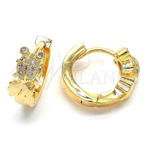 Argolla Huggie 02.156.0133 Oro Laminado, con Blanca Micro Pave, Pulido, Tono Dorado