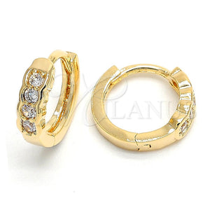 Argolla Huggie 02.156.0084 Oro Laminado, con Blanca Zirconia Cubica, Pulido, Tono Dorado