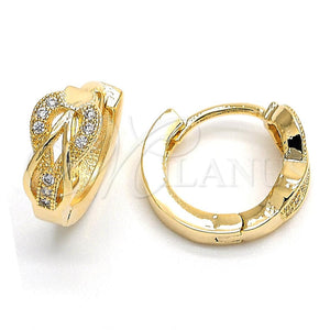 Argolla Huggie 02.156.0135 Oro Laminado, Diseño de Gota, con Blanca Micro Pave, Pulido, Tono Dorado