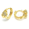 Argolla Huggie 02.156.0142 Oro Laminado, Diseño de Corazón, con Blanca Micro Pave, Pulido, Tono Dorado