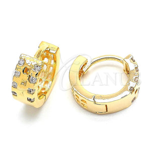 Argolla Huggie 02.156.0148 Oro Laminado, con Blanca Zirconia Cubica, Pulido, Tono Dorado