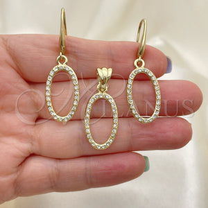 Juego de Arete y Dije de Adulto 10.59.0112 Oro Laminado, con Blanca Cristal, Pulido, Tono Dorado