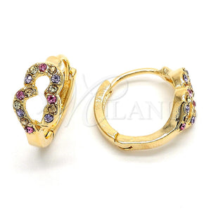 Argolla Huggie 02.165.0135.1 Oro Laminado, con Multicolor Cristal, Pulido, Tono Dorado
