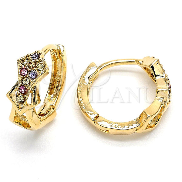Argolla Huggie 02.165.0139.1 Oro Laminado, con Multicolor Cristal, Pulido, Tono Dorado