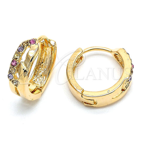 Argolla Huggie 02.165.0133.1 Oro Laminado, con Multicolor Cristal, Pulido, Tono Dorado