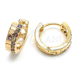 Argolla Huggie 02.165.0143.1 Oro Laminado, con Multicolor Cristal, Pulido, Tono Dorado
