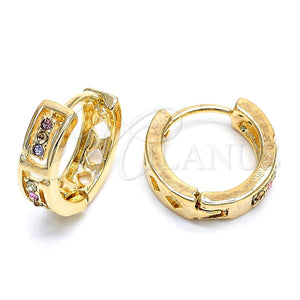 Argolla Huggie 02.165.0142.1 Oro Laminado, con Multicolor Cristal, Pulido, Tono Dorado