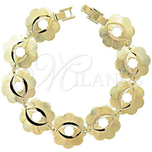 Pulsera Elegante 5.018.010.1 Oro Laminado, Diseño de Flor, Diamantado, Tono Dorado (15 MM Thickness, 8 Inches Length)
