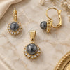 Juego de Arete y Dije de Adulto 10.150.0027 Oro Laminado, Diseño de Bola, con Perla Marfil, Pulido, Tono Dorado