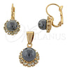 Juego de Arete y Dije de Adulto 10.150.0027 Oro Laminado, Diseño de Bola, con Marfil Perla, Pulido, Tono Dorado